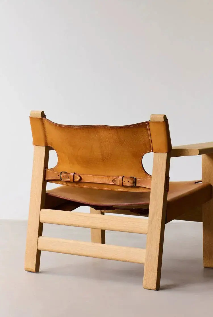 Basha Genuine Leather Cherry Wood Spanish Chair