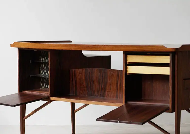 Rémy Modern Teak Study Desk Storage