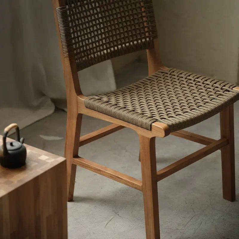 Riva Comfortable Teak Balcony Chair with Rattan
