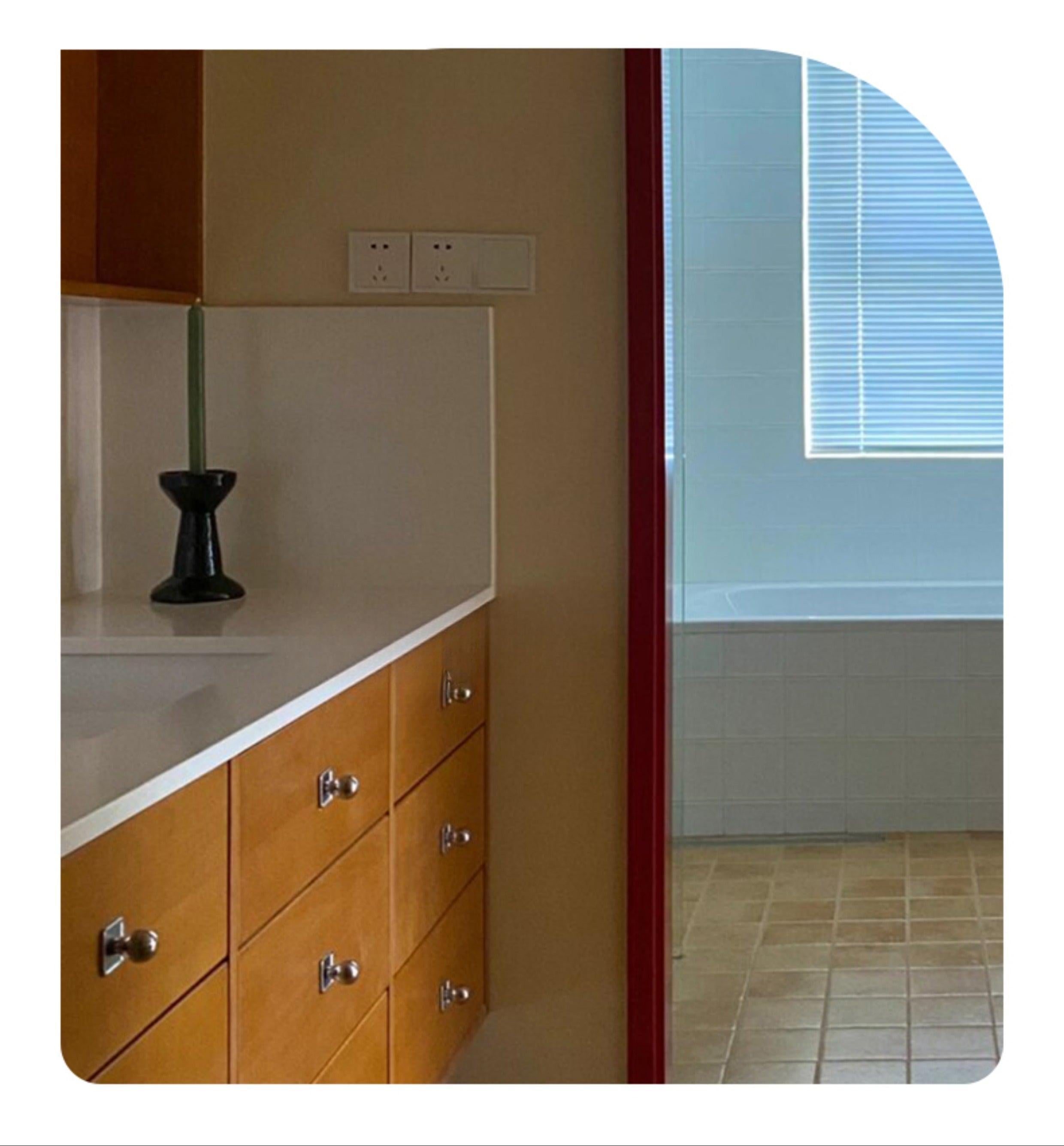 Theodore Cherry Wood Bathroom Cabinet with Ceramic Basin
