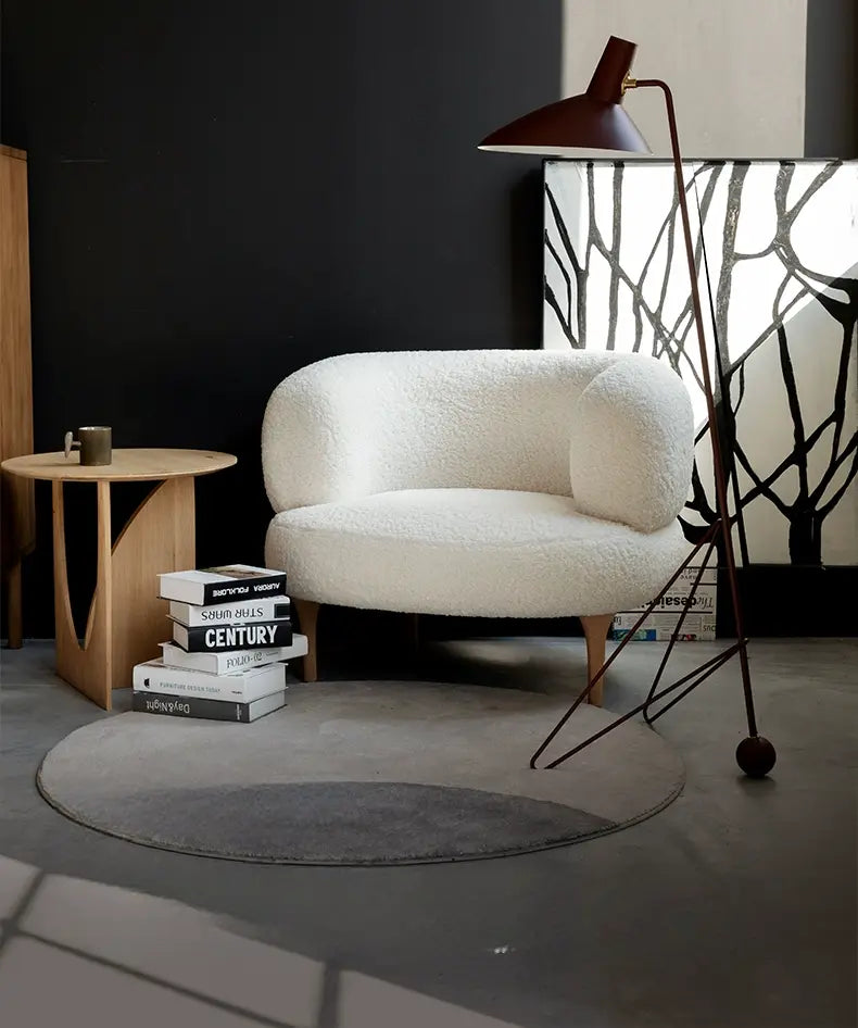 Zeno White Single Sofa Chair, Oak Frame