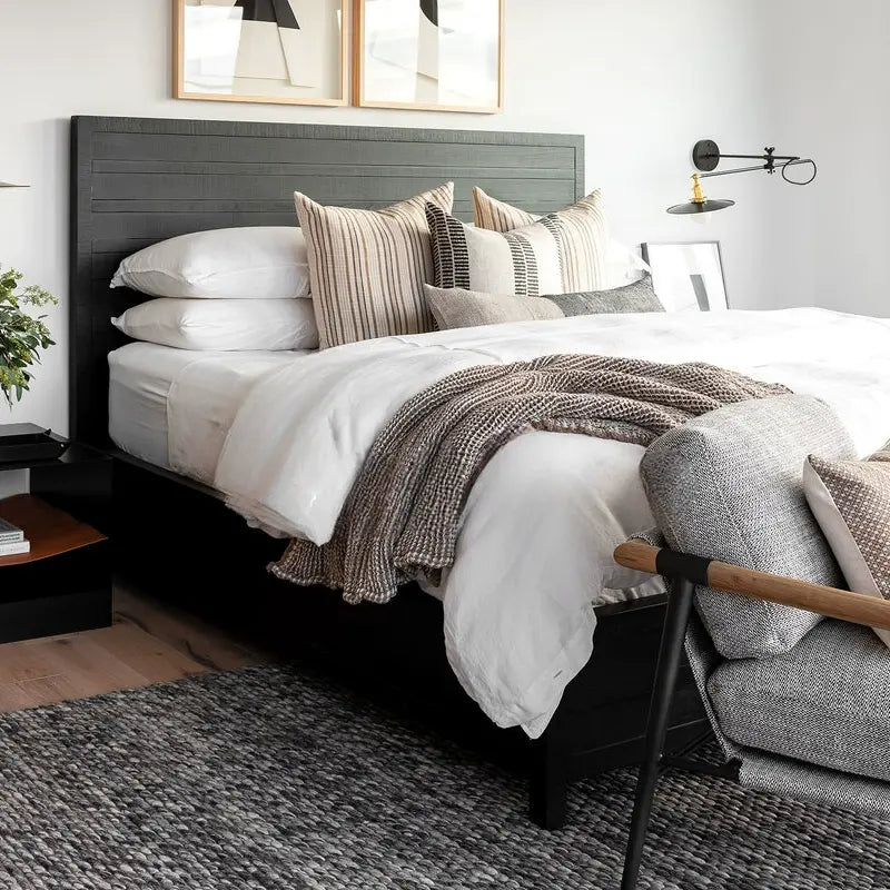 Percy Retro Town Black Neoclassical Double Bed