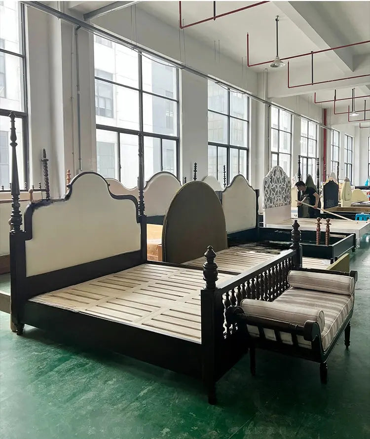 Curtis Elegant Solid Wood Neoclassical Double Bed