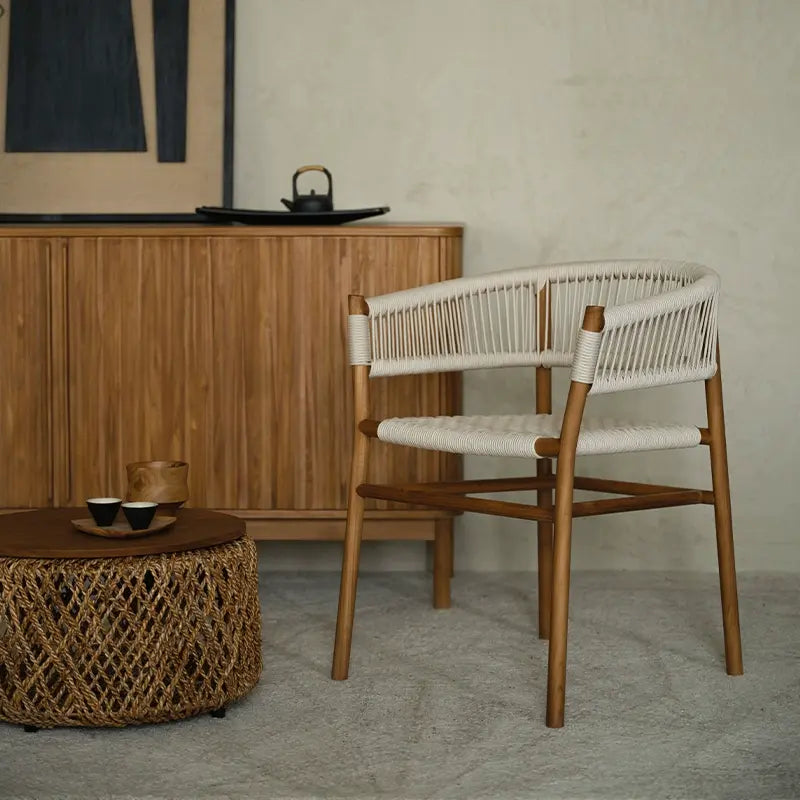 Giacinto Solid Wood Rattan Backrest Lounge Chair