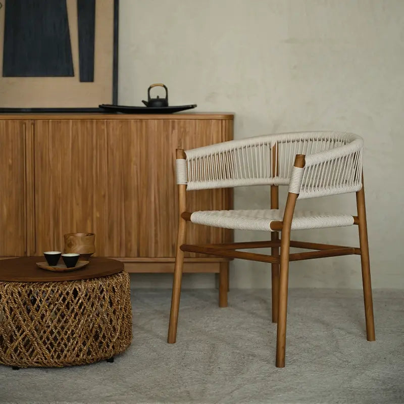 Giacinto Solid Wood Rattan Backrest Lounge Chair