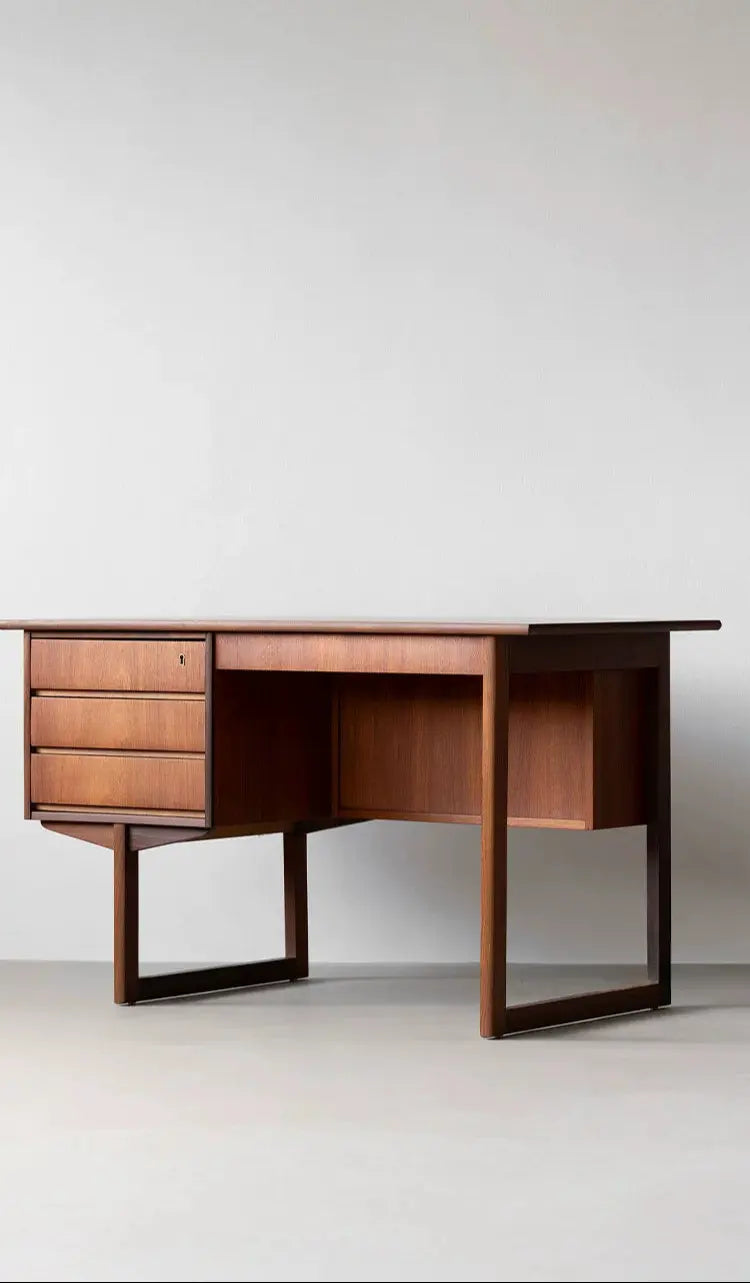 Baptiste Compact Retro Teak Writing Desk