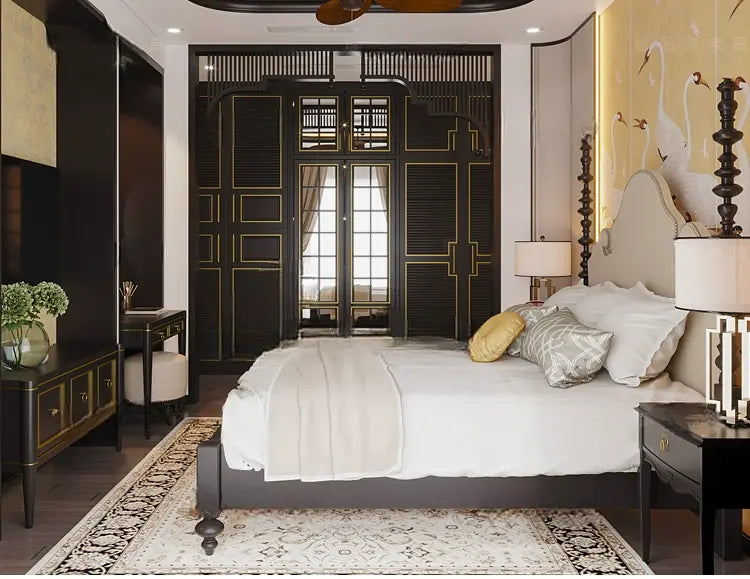 Lucie Retro Town Custom Neoclassical Double Bed