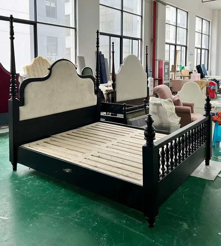 Curtis Elegant Solid Wood Neoclassical Double Bed