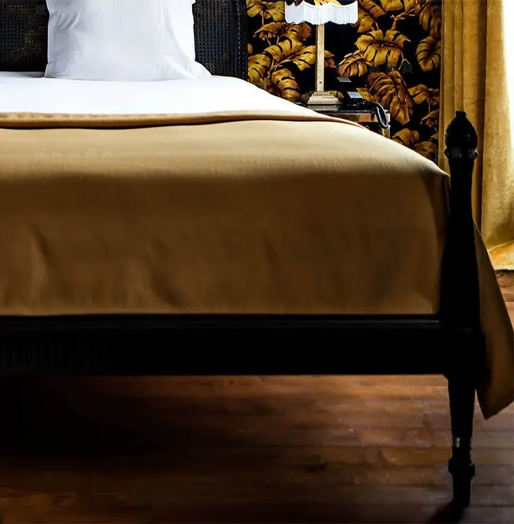 Prue Black Rattan Neoclassical Wedding Bed
