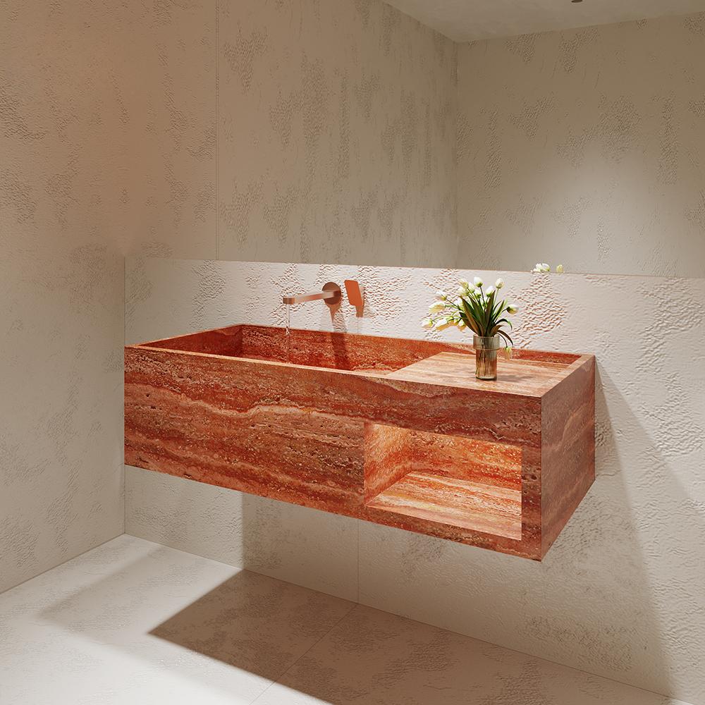 Millie Red Cave Stone Wall-Mounted Basin