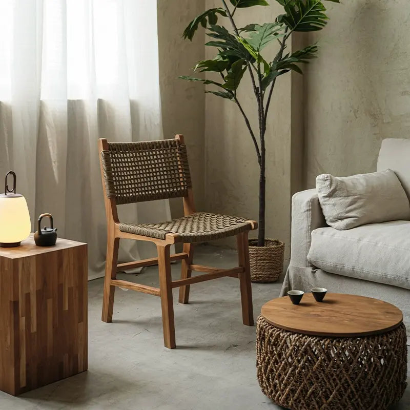 Riva Comfortable Teak Balcony Chair with Rattan