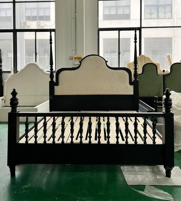 Curtis Elegant Solid Wood Neoclassical Double Bed