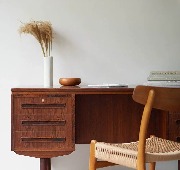 Étienne Retro Black Walnut Cherry Wood Desk