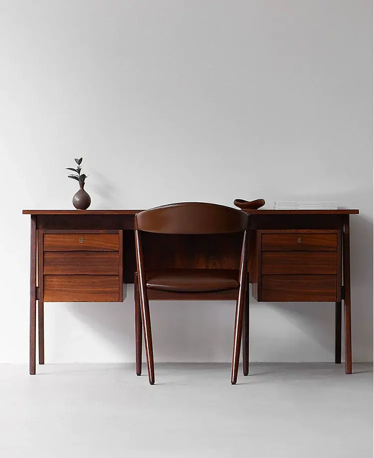 Carlotta Retro Teak and Cherry Office Desk