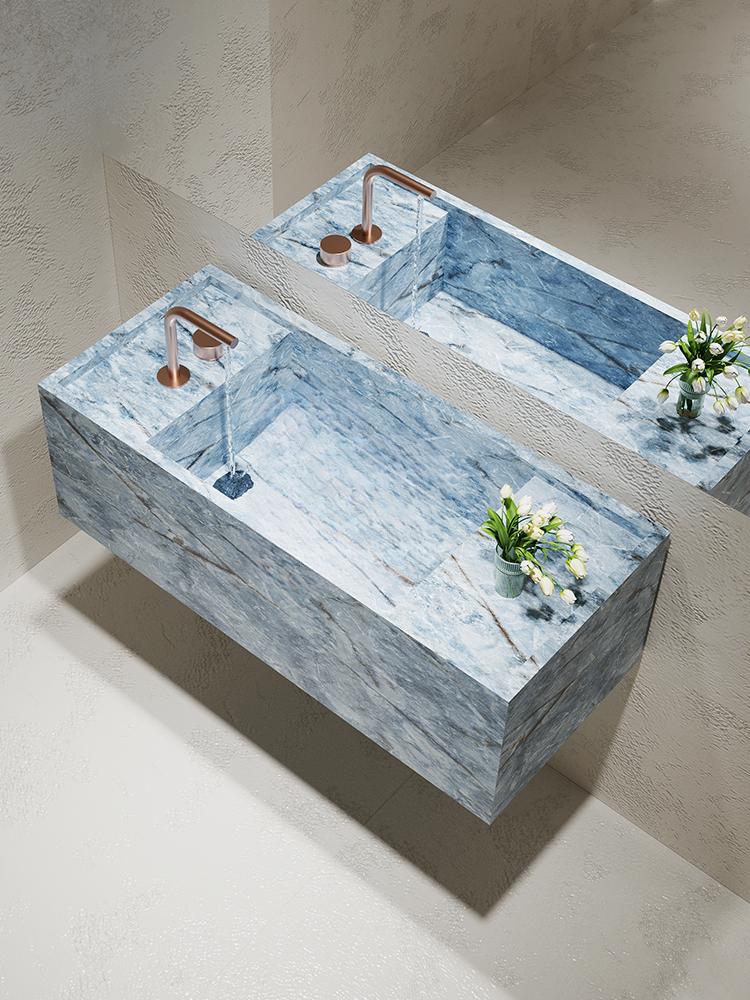 Agastya Ice Silk Blue Jade Wall-Mounted Sink