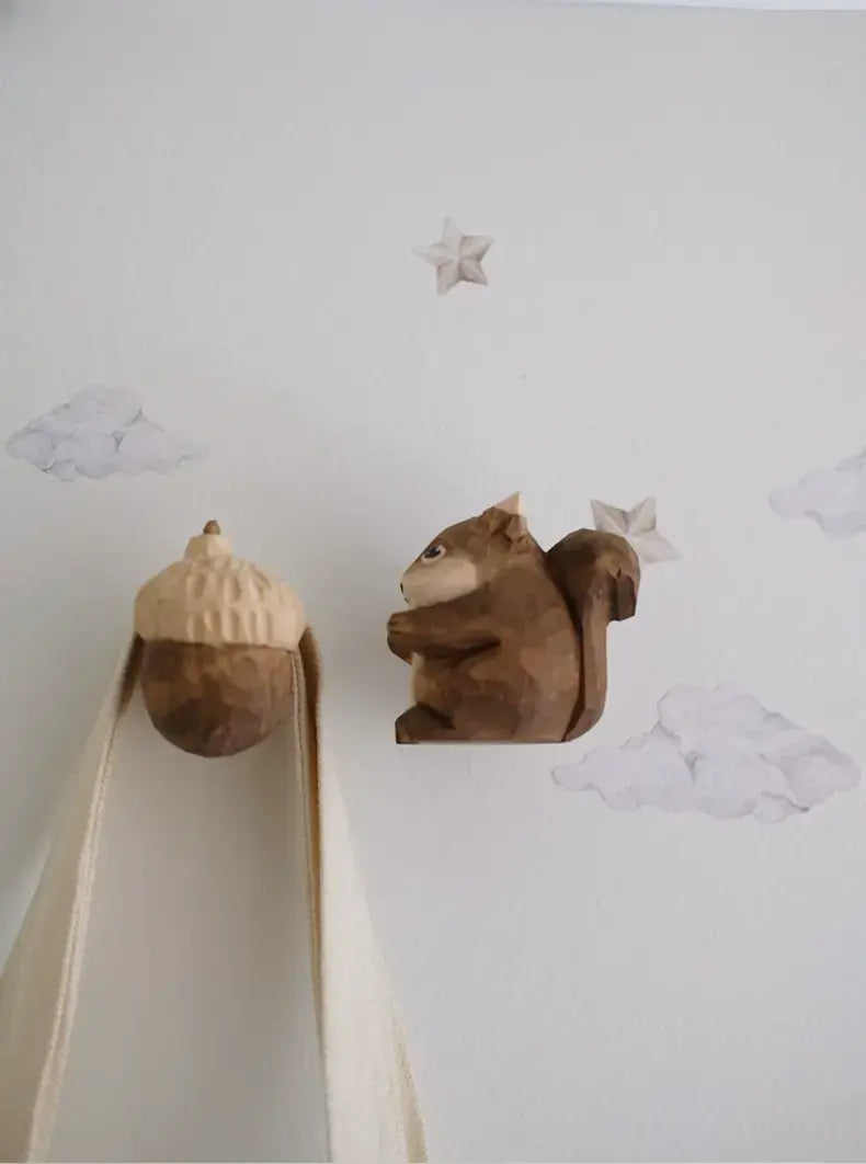 Borelly Squirrel Wooden Door Hook Handle