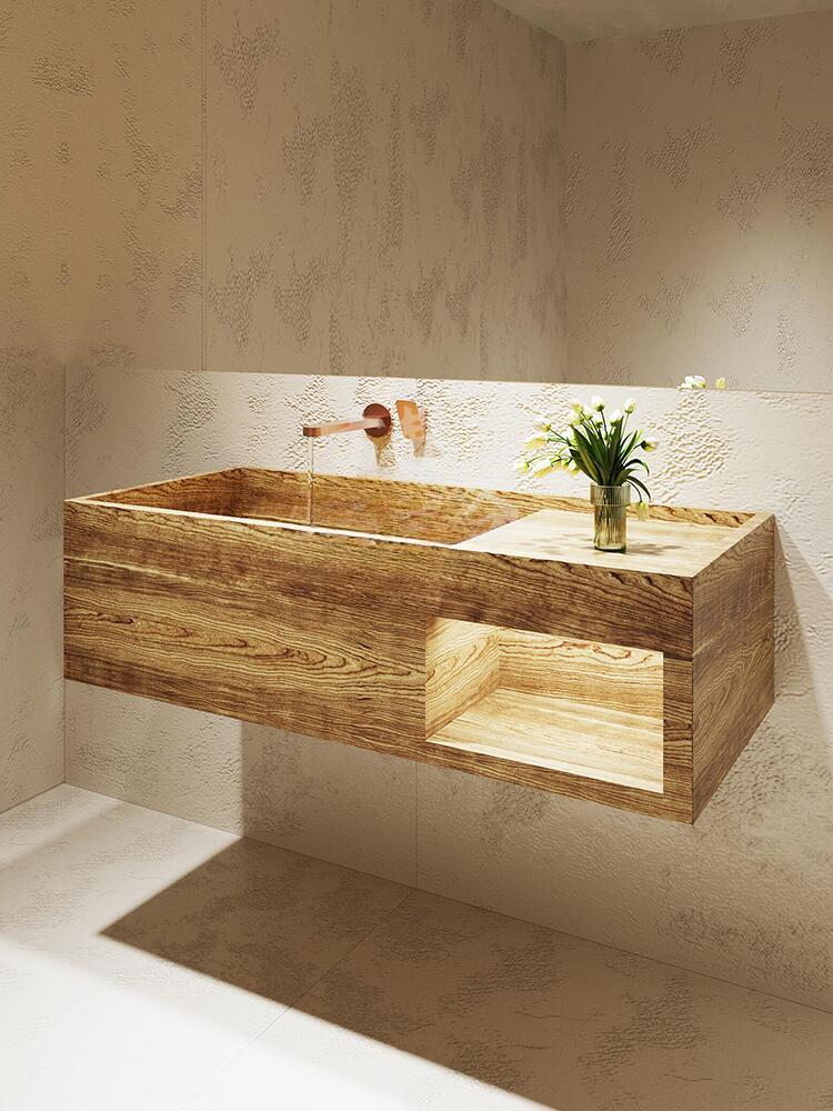 Rohan White Wall-Mounted Marble Basin