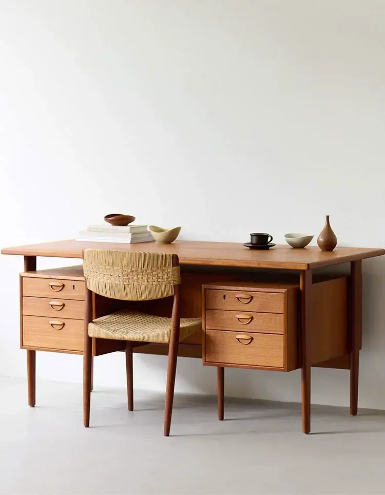 Gaspard Antique Style Teak Office Desk