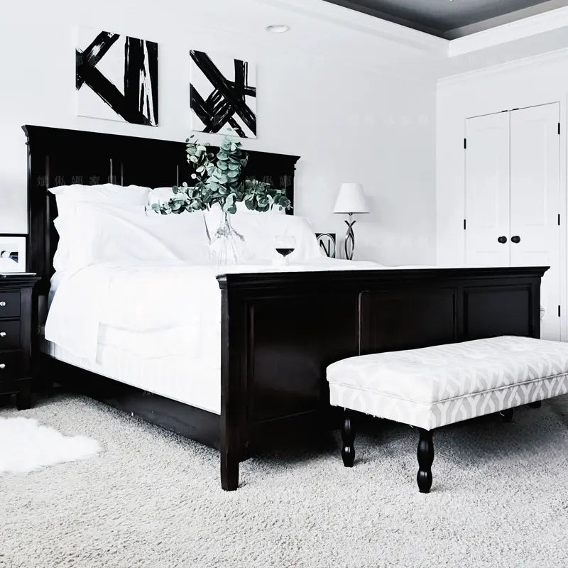 Lyon Black Solid Wood Princess Bed