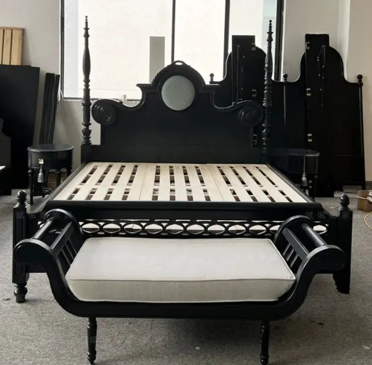 Helene Retro Solid Wood Four-Poster Bed