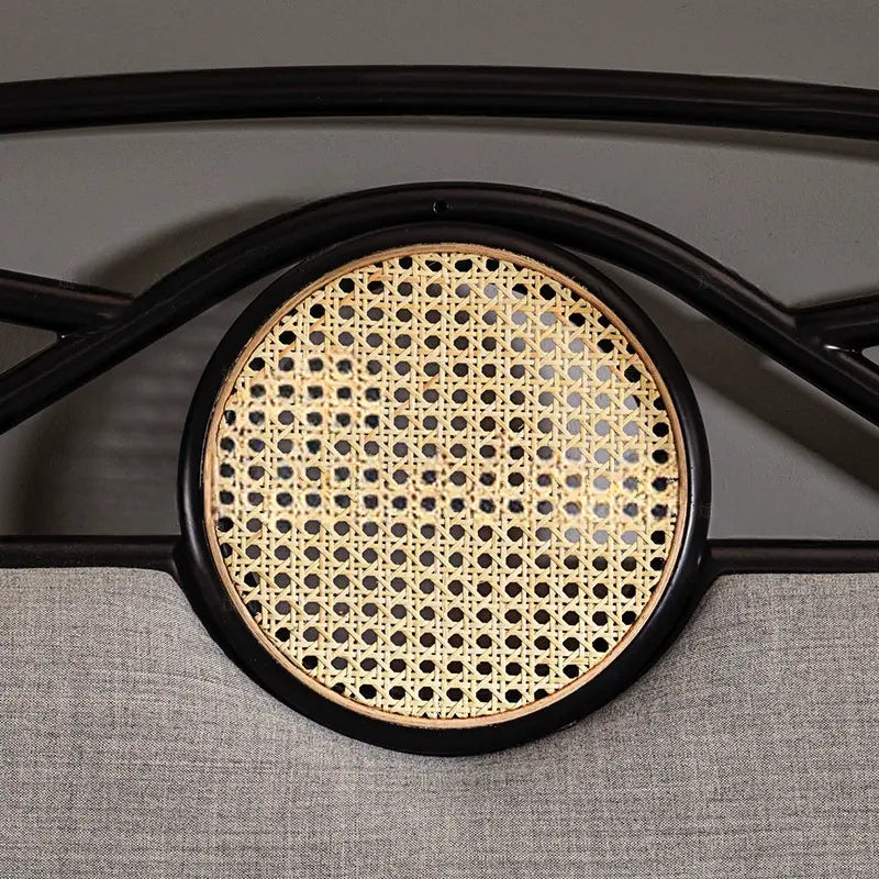 Linnet Solid Wood Bed with Rattan Design