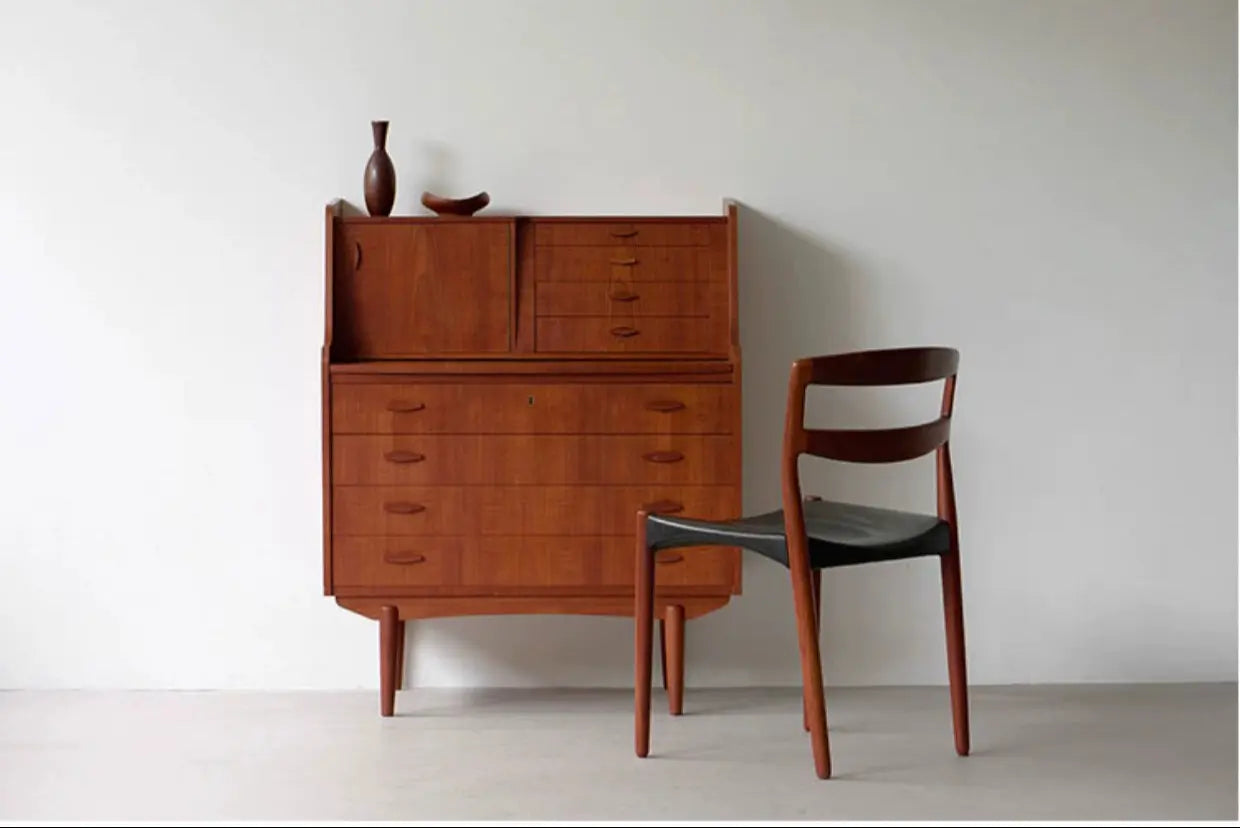 Wren Retro Modern Danish Secretary Storage Cabinet