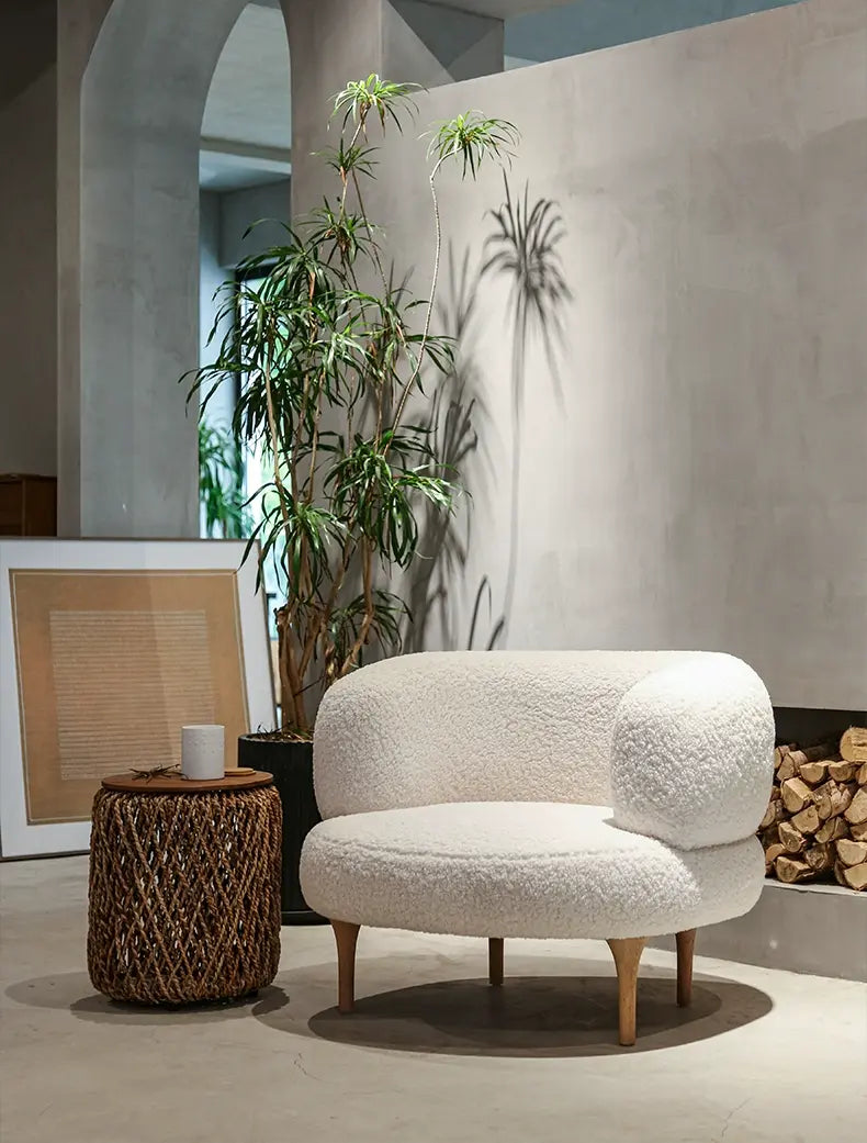 Zeno White Single Sofa Chair, Oak Frame