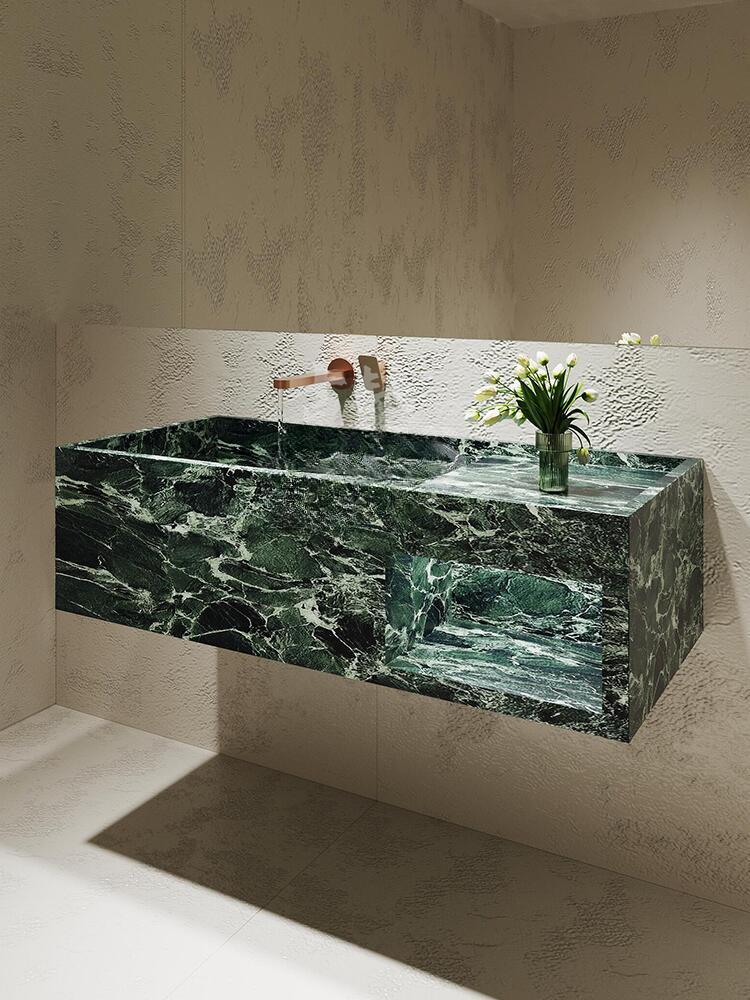 Rohan White Wall-Mounted Marble Basin