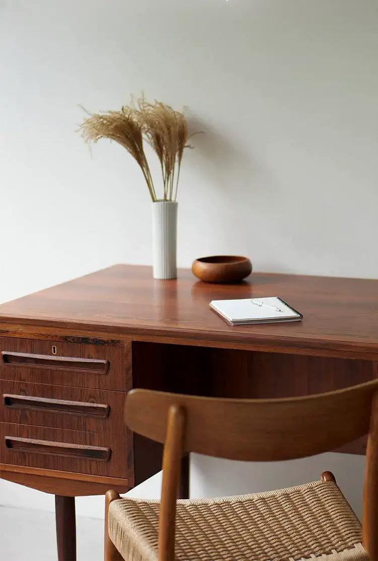 Étienne Retro Black Walnut Cherry Wood Desk