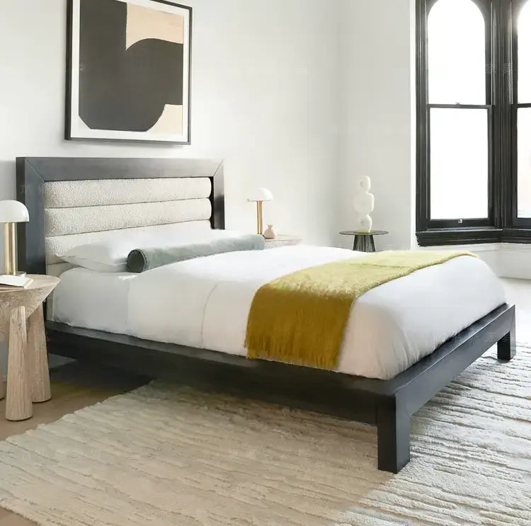 Thoreau Fabric Lambskin Solid Wood Bed