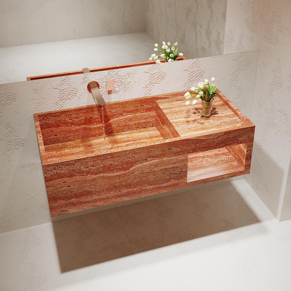 Millie Red Cave Stone Wall-Mounted Basin