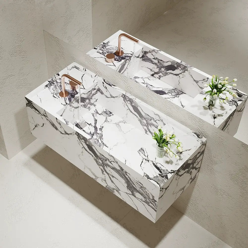 Lara Amazon Green Marble Integrated Sink