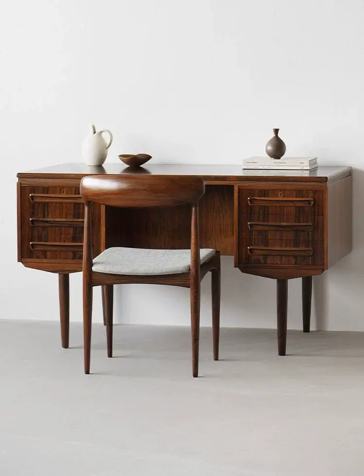 Florian Retro Modern Solid Wood Study Desk