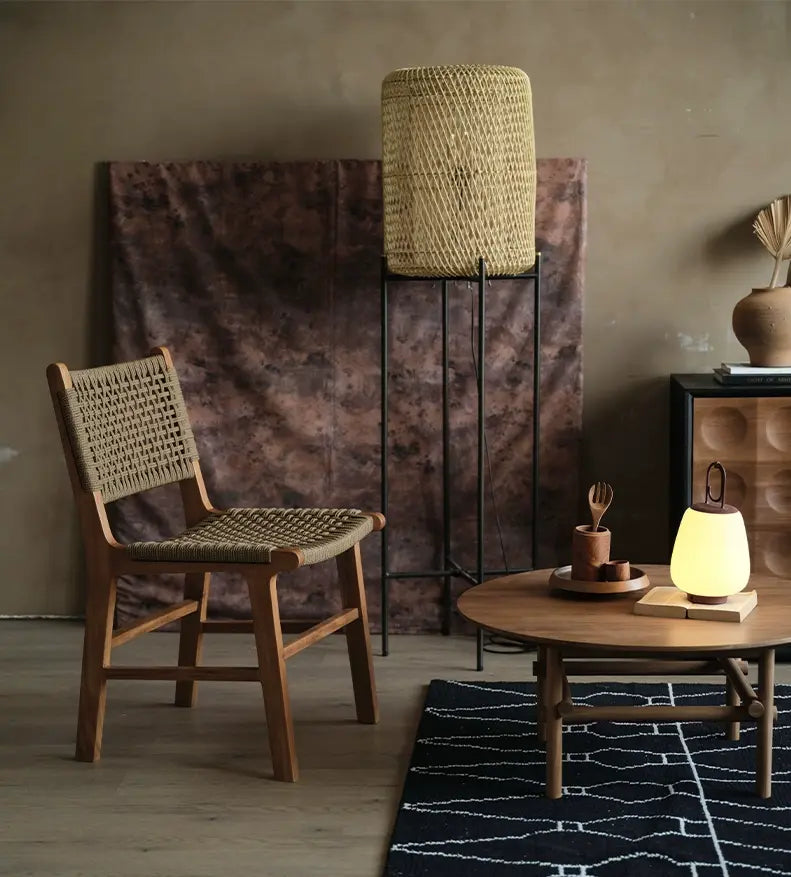 Riva Comfortable Teak Balcony Chair with Rattan