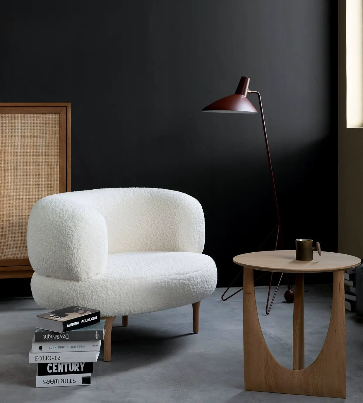 Zeno White Single Sofa Chair, Oak Frame