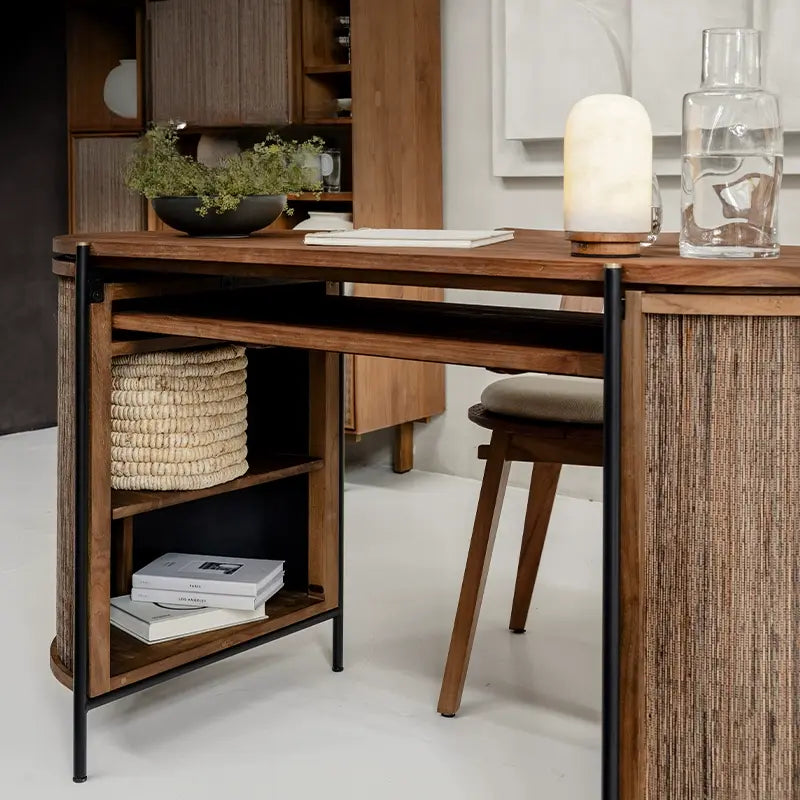 Filippo Solid Wood Oval Retro Study Desk