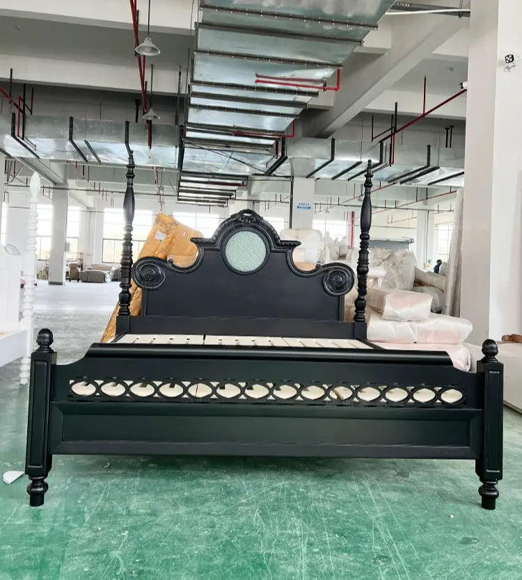 Helene Retro Solid Wood Four-Poster Bed