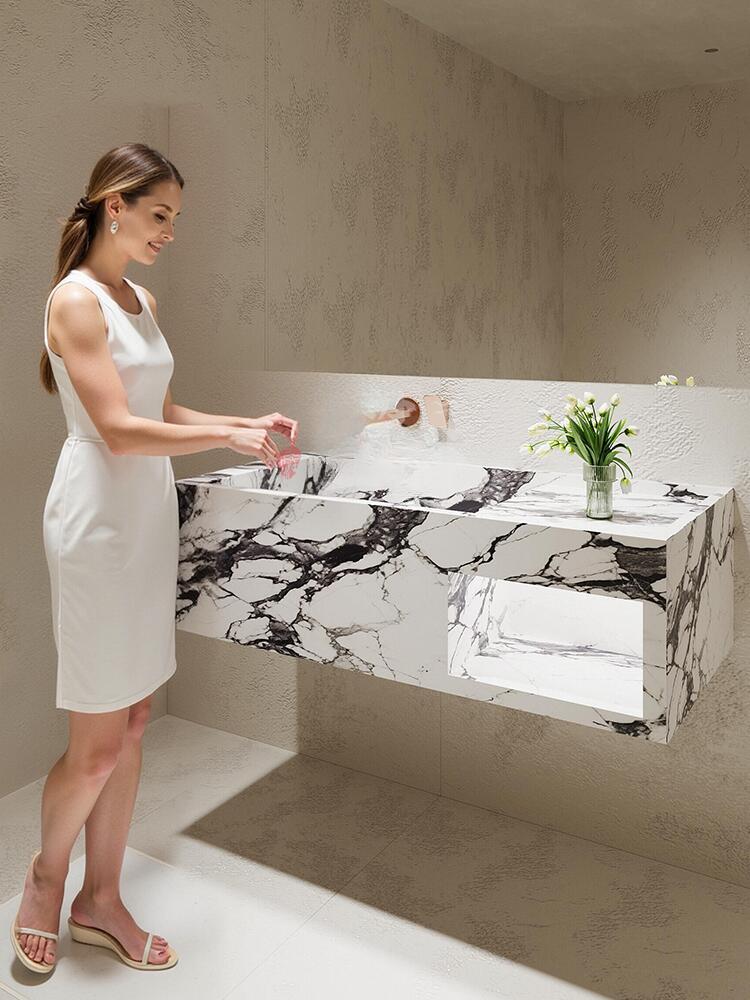Millie Red Cave Stone Wall-Mounted Basin