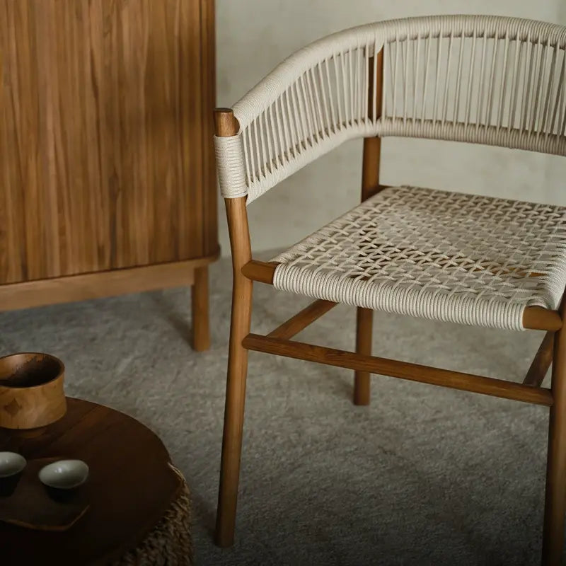 Giacinto Solid Wood Rattan Backrest Lounge Chair