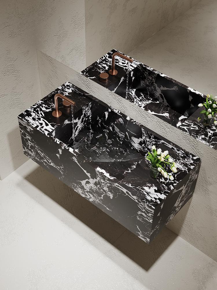 Justin Napoleon Black Bulgari Wall-Mounted Sink