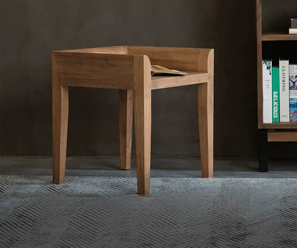 Haze Pure Teak Bedroom Makeup Dining Stool