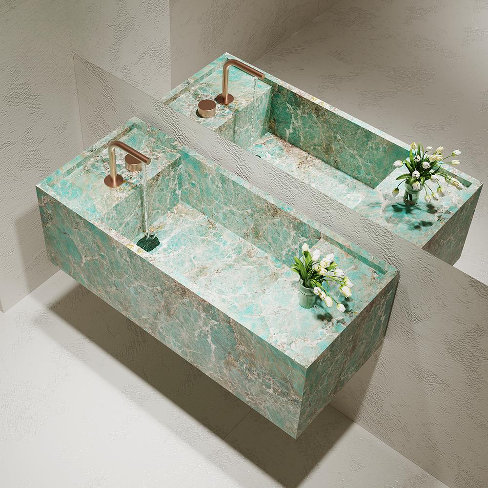 Lara Amazon Green Marble Integrated Sink