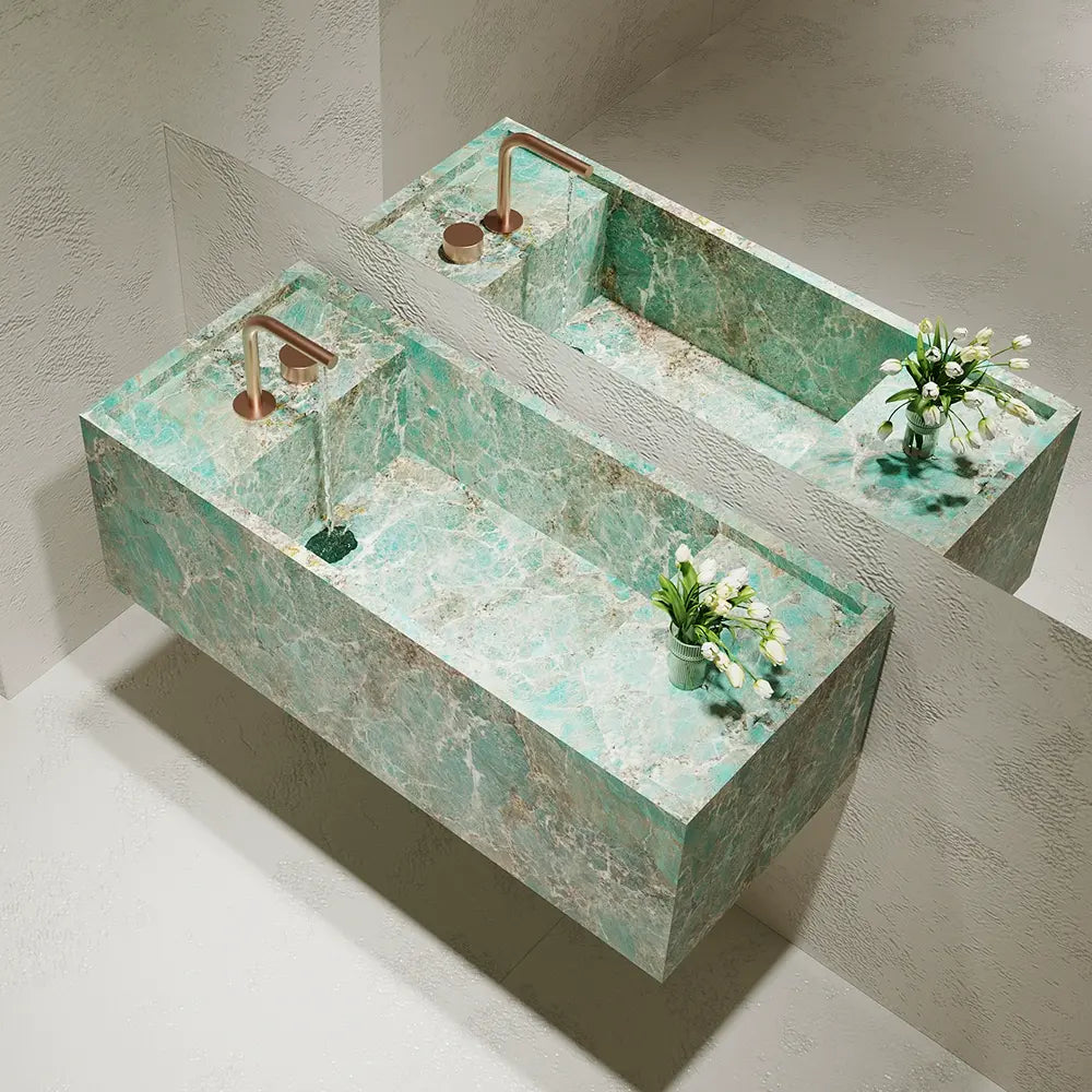 Lara Amazon Green Marble Integrated Sink