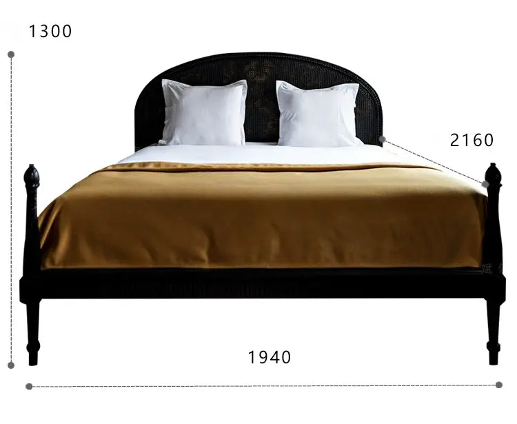 Prue Black Rattan Neoclassical Wedding Bed