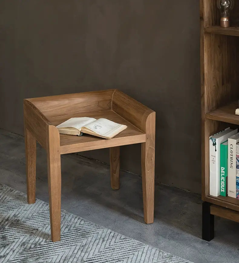 Haze Pure Teak Bedroom Makeup Dining Stool