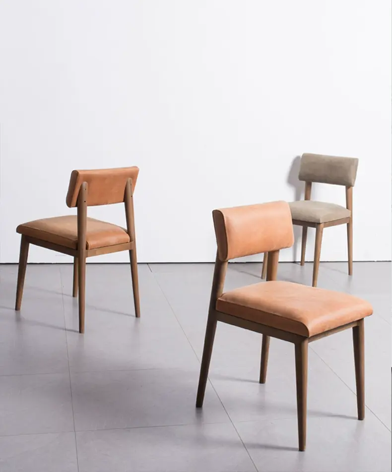 Cassian Genuine Leather Teak Dining Chair Used