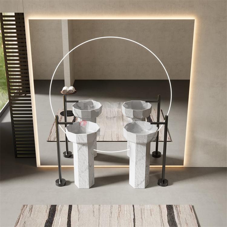 Soren Yellow Travertine Pedestal Basin