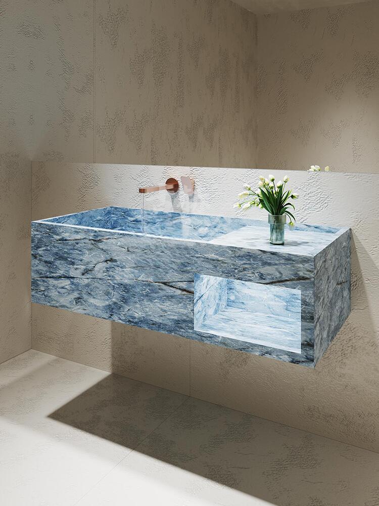 Rohan White Wall-Mounted Marble Basin