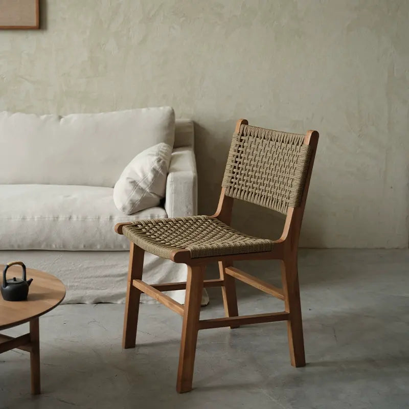 Riva Comfortable Teak Balcony Chair with Rattan