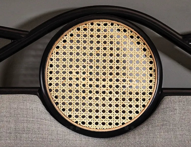 Linnet Solid Wood Bed with Rattan Design